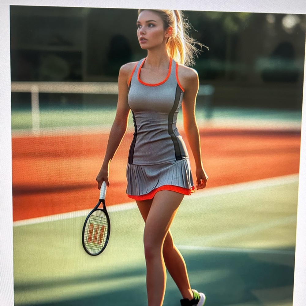Women's Gray and Orange Mini Dress